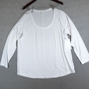 NWT Athleta Stratus II Tee Womens Size XL White Long Sleeves Scoop Neck